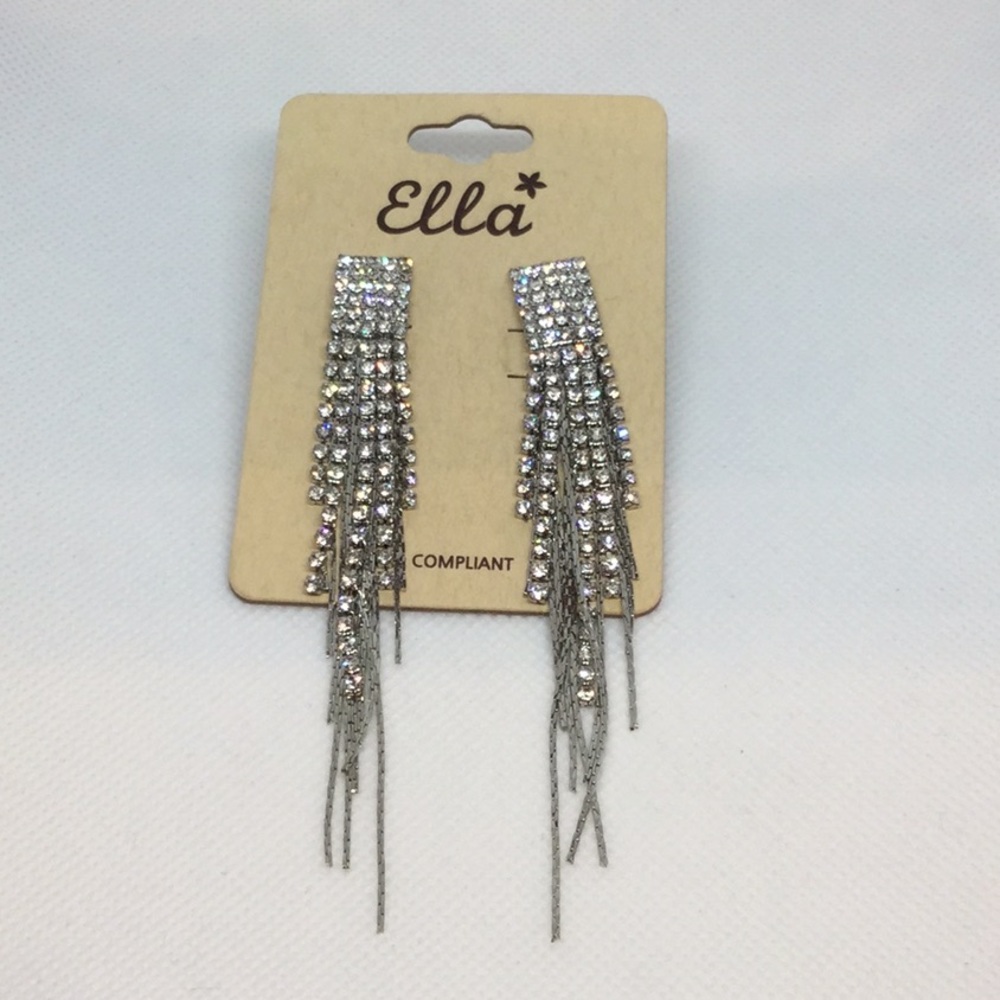 Silver chain and crystal earrings